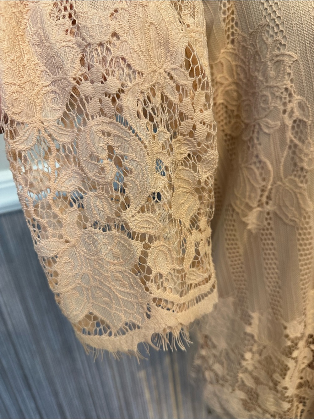 Ultra Pink Blush Floral Lace Mock Neck Long Sleeve Blouse XL - Picture 6 of 15
